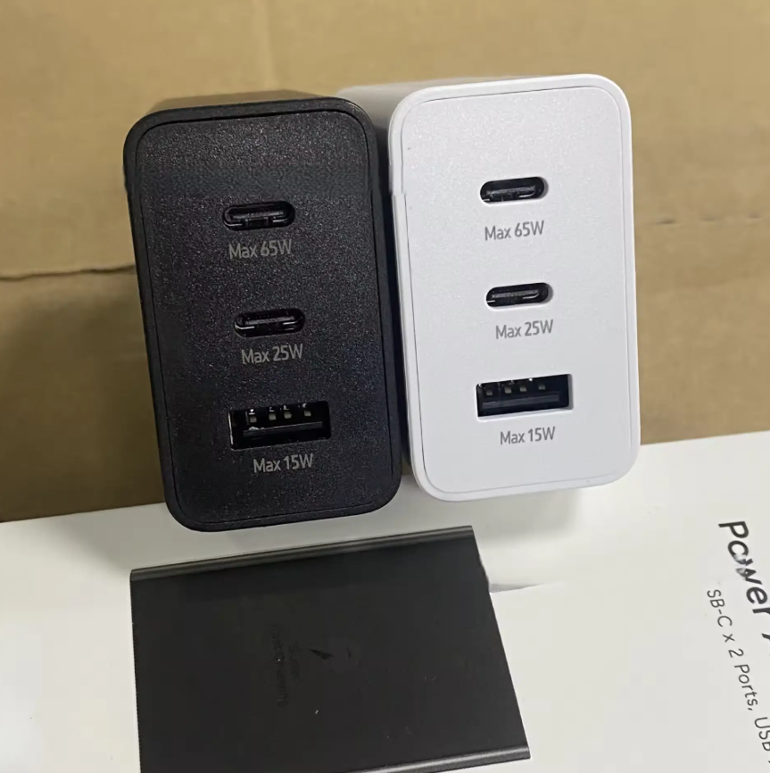 Samsung 65w Power Adapter Trio Super Fast Charger with 65w, 25w, 15w with Type-C To Type-C CableWall Plug USB Charger Type C Travel Charger Cable