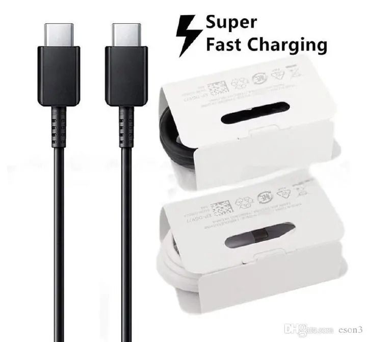 Samsung Fast Original and Durable Charger with Type-C to Type-C Cable -White. Type C Cable PD Fast Charging Data Cable USB Type C to USB Type C Cable Is Suitable for Smart Phones