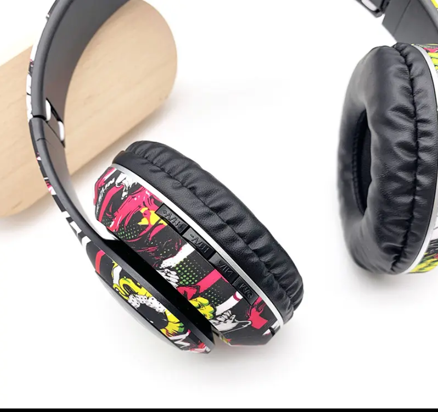 Vibrant Over-Ear Wireless Headphones – Graffiti Edition. Gaming Ear Headphones Sound Quality Wireless Earphones Hand Free Headset Stereo Earbuds Earphone Headset for Sports