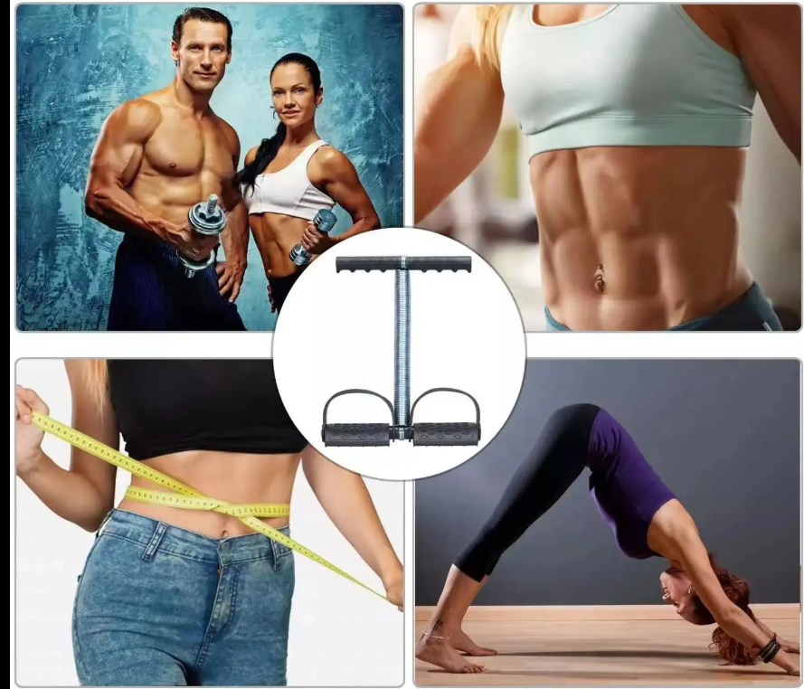 Elastic Tummy Trimmer Elastic Sit Up Pull Rope Pedal Resistance Band Powerful Spring Drawstring Tummy Trimmer Equipment Portable Home Gym with Elastic Bodybuilding Fitness Slimming Training