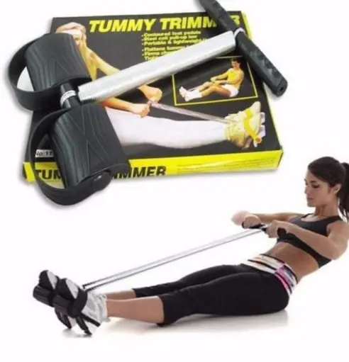 Elastic Tummy Trimmer Elastic Sit Up Pull Rope Pedal Resistance Band Powerful Spring Drawstring Tummy Trimmer Equipment Portable Home Gym with Elastic Bodybuilding Fitness Slimming Training