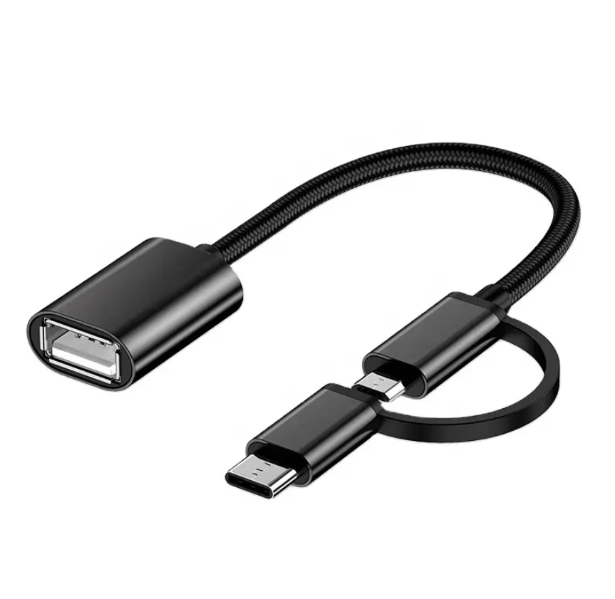 2 in 1 Otg USB Type C Micro to USB Female Cable Extension Cable OTG Adapter Data Transfer Charging Converter Cable  To USB 3.0 Data Transfer Cable Wire For Samsung Xiaomi Huawei Data Sync Converter