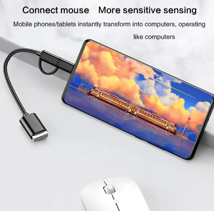 2 in 1 Otg USB Type C Micro to USB Female Cable Extension Cable OTG Adapter Data Transfer Charging Converter Cable  To USB 3.0 Data Transfer Cable Wire For Samsung Xiaomi Huawei Data Sync Converter