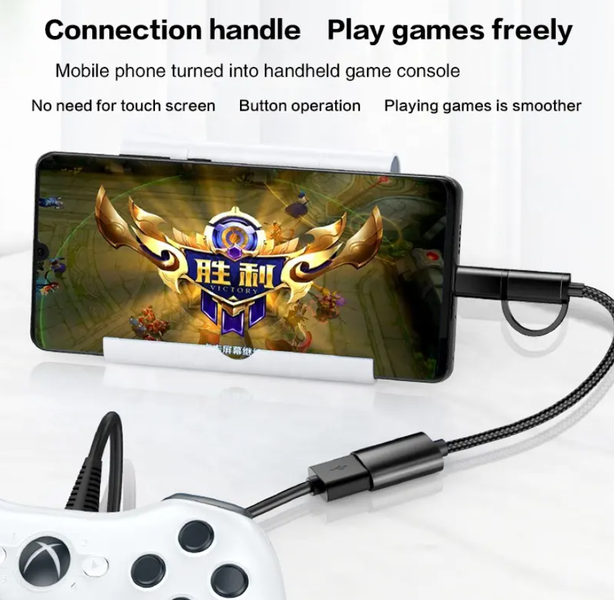 2 in 1 Otg USB Type C Micro to USB Female Cable Extension Cable OTG Adapter Data Transfer Charging Converter Cable  To USB 3.0 Data Transfer Cable Wire For Samsung Xiaomi Huawei Data Sync Converter