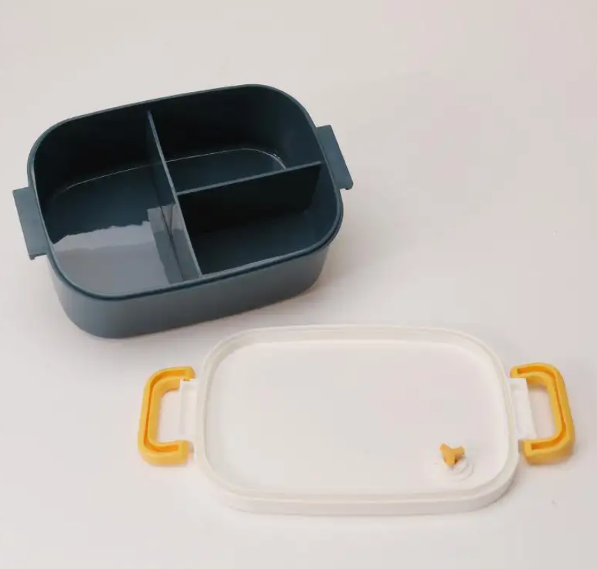 Plastic Lunch Box Cute Bento Box Food Container Perfect for Kids & Adults Microwave Safe 3 Compartments