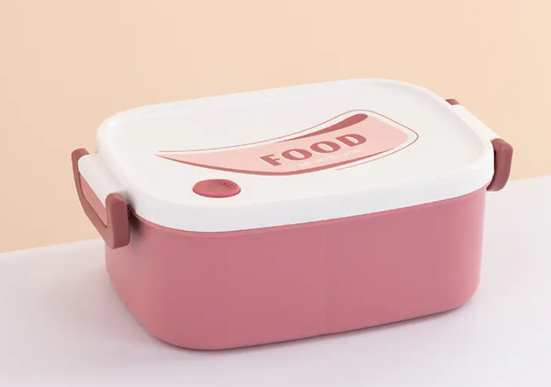 Plastic Lunch Box Cute Bento Box Food Container Perfect for Kids & Adults Microwave Safe 3 Compartments