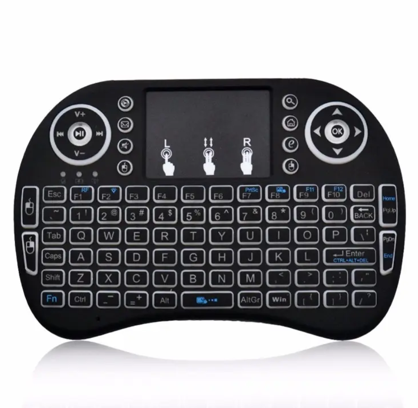 Colorful Backlit Mini Keyboard I8 Wireless keyboard Remote Control for For Android TV Box PC Black With Backlit