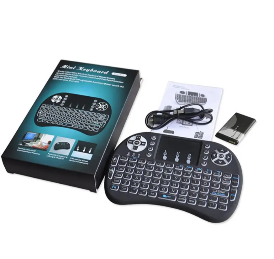 Colorful Backlit Mini Keyboard I8 Wireless keyboard Remote Control for For Android TV Box PC Black With Backlit