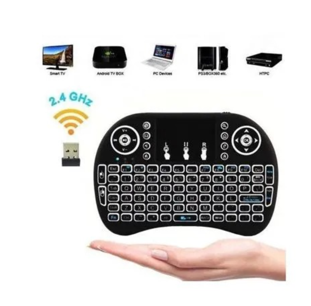 Colorful Backlit Mini Keyboard I8 Wireless keyboard Remote Control for For Android TV Box PC Black With Backlit