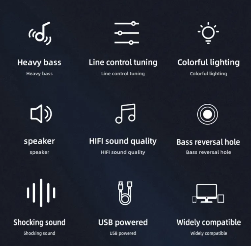 Small Laptop Outdoor Boombox Wire Extra Bass Metal Mini Gaming Portable Studio Monitor Speakers Desktop Speakers