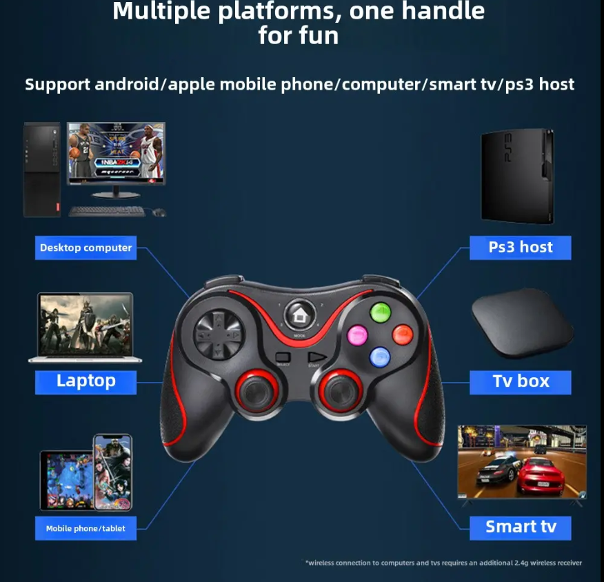 V8 Bluetooth Game Controller | Wireless Joystick | For Android, iOS & PC | Ergonomic | For Mobile Gaming