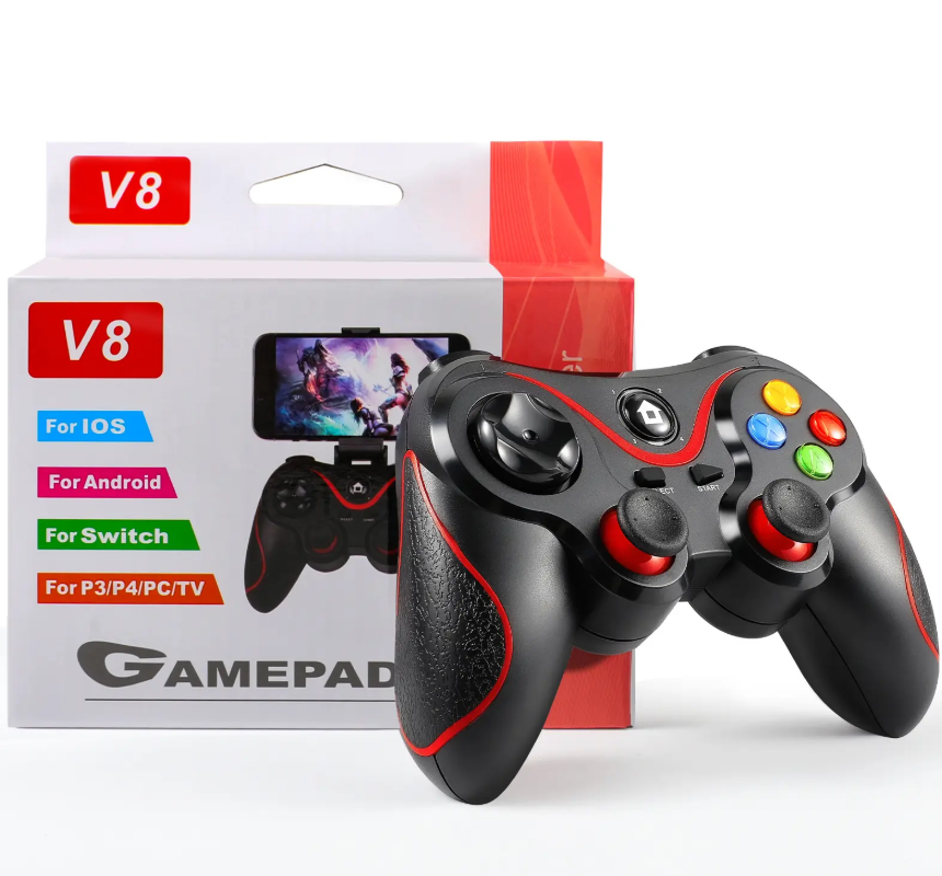 V8 Bluetooth Game Controller | Wireless Joystick | For Android, iOS & PC | Ergonomic | For Mobile Gaming