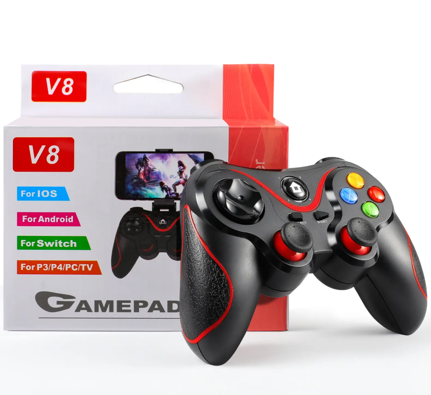 V8 Bluetooth Game Controller | Wireless Joystick | For Android, iOS & PC | Ergonomic | For Mobile Gaming