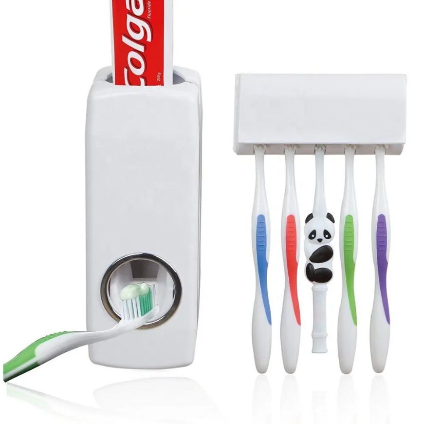 Toothbrush Holder Self-motion Automatic Toothpaste Dispenser Toothpaste Squeezer Toothbrush Holder Toothpaste Storage Wall Mount Bathroom Accessories