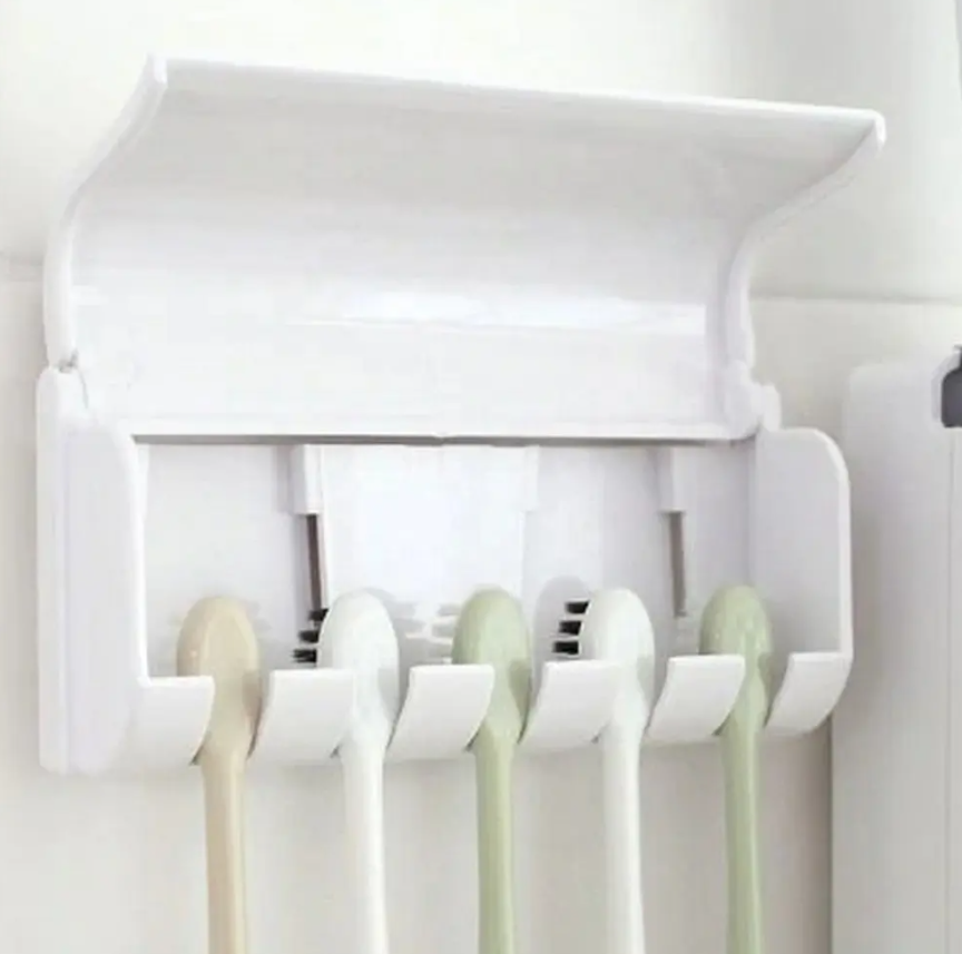 Toothbrush Holder Self-motion Automatic Toothpaste Dispenser Toothpaste Squeezer Toothbrush Holder Toothpaste Storage Wall Mount Bathroom Accessories