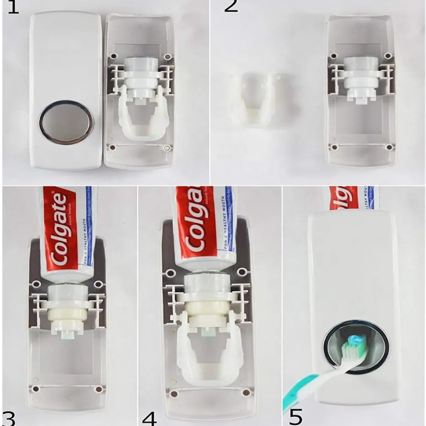 Toothbrush Holder Self-motion Automatic Toothpaste Dispenser Toothpaste Squeezer Toothbrush Holder Toothpaste Storage Wall Mount Bathroom Accessories