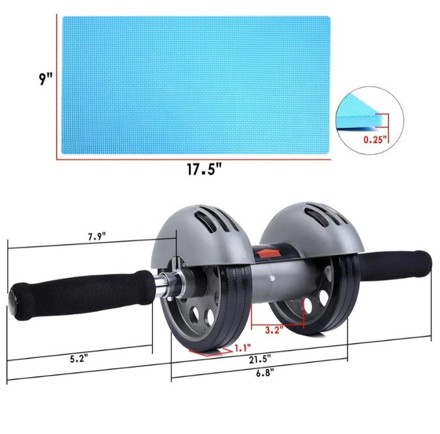 Abs Roller Power Stretch AB Wheel Powerstretch Roller Its Strong Rubber Double Wheel For Stability When Exercising Firm and Tones Abs. Strengthens Whole Body Power Stretch Roller Abs Roller