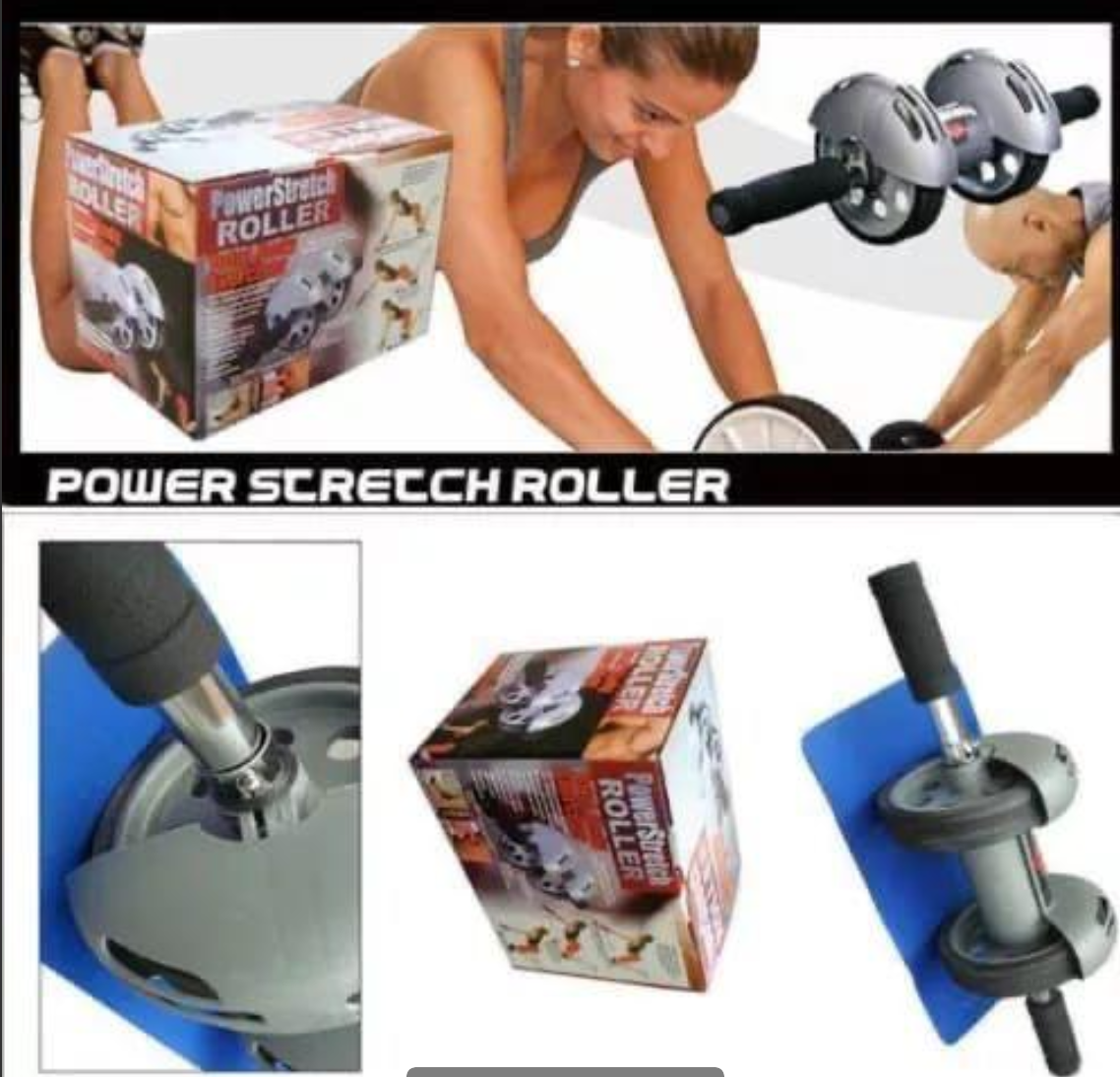 Abs Roller Power Stretch AB Wheel Powerstretch Roller Its Strong Rubber Double Wheel For Stability When Exercising Firm and Tones Abs. Strengthens Whole Body Power Stretch Roller Abs Roller