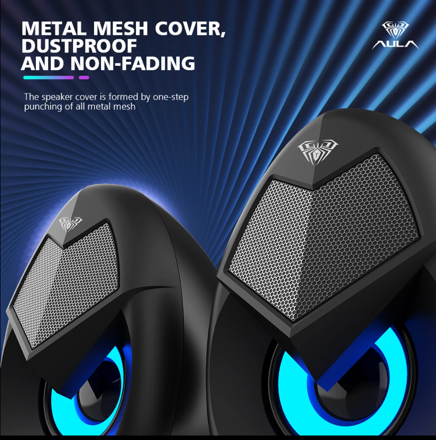 Kisonli Desktop, Laptop Speaker Gaming Speaker with RGB Lighting,USB+3.5mm for PC, Desktop, Laptop, Monitor, Gaming Computer Speaker 2Pcs Portable Audio for PC Laptop Desktop Gaming Speakers with Led