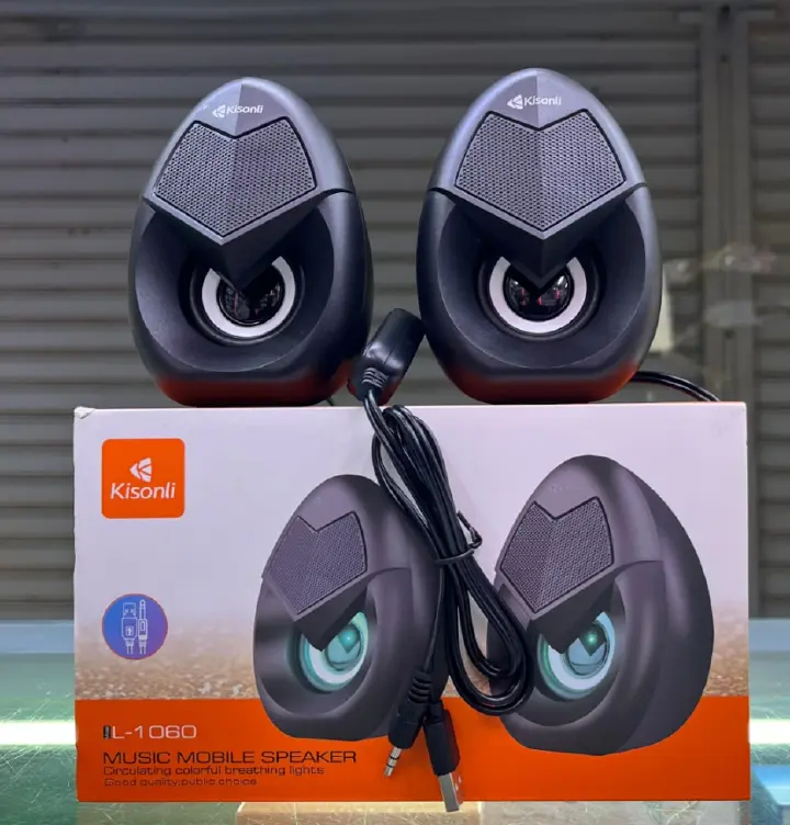 Kisonli Desktop, Laptop Speaker Gaming Speaker with RGB Lighting,USB+3.5mm for PC, Desktop, Laptop, Monitor, Gaming Computer Speaker 2Pcs Portable Audio for PC Laptop Desktop Gaming Speakers with Led