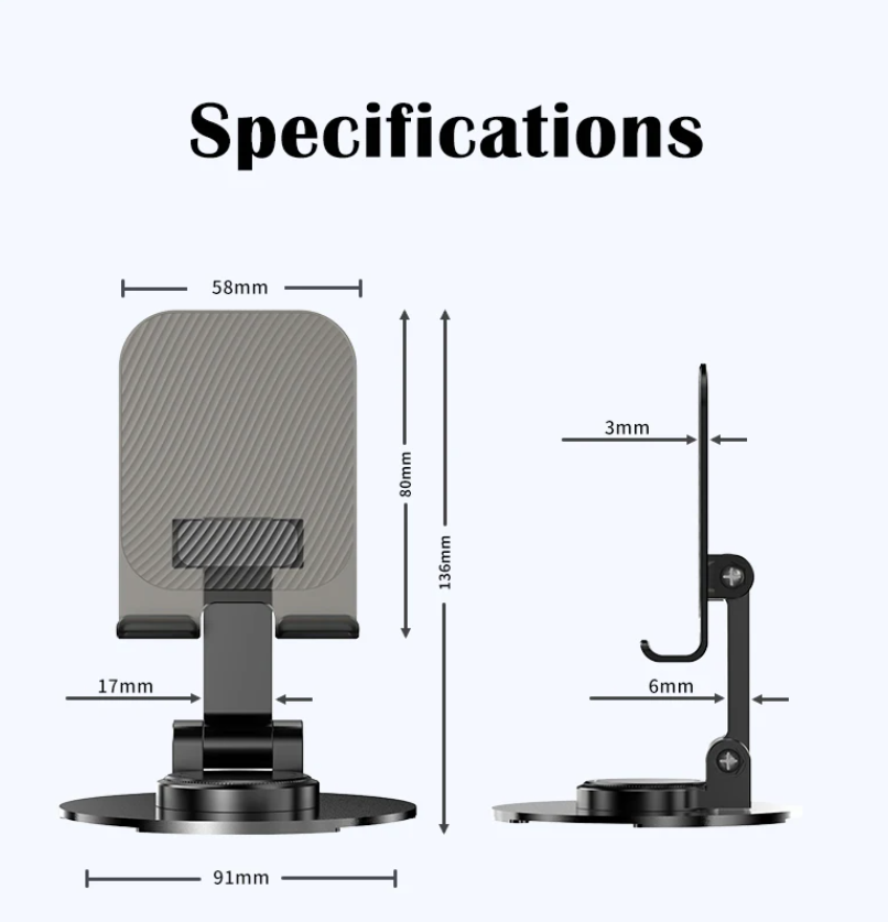 Punex  Adjustable  360 degrees Rotating Desktop Cell Phone Stand for Live Streaming Recording Desk Table Phone Holder Stand Mount