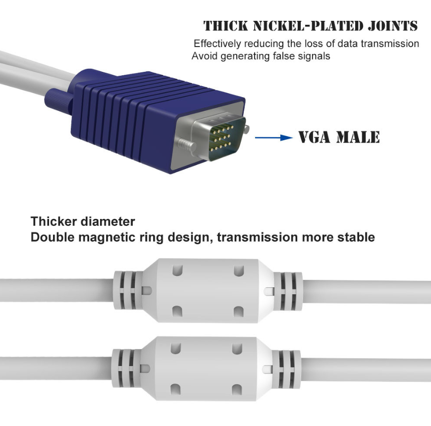 VGA 2way 0.3M VGA Splitter Cable 15Pin 1 PC to 2 Monitor VGA Monitor Adapter Cable