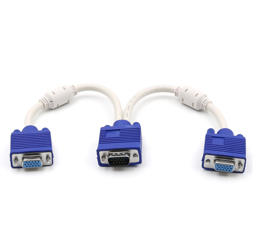 VGA 2way 0.3M VGA Splitter Cable 15Pin 1 PC to 2 Monitor VGA Monitor Adapter Cable