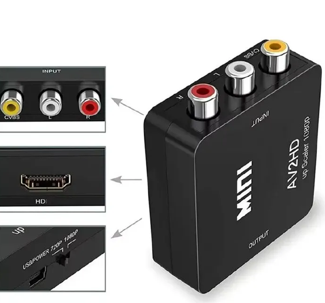 HDMI AV Scaler Adapter HD Video Converter Box HDMI to RCA AV/CVSB L/R Video 1080P Audio Converter. Mini AV to VGA Converter Jack Audio AV2VGA HD Video RCA PC Data to TV Adapter