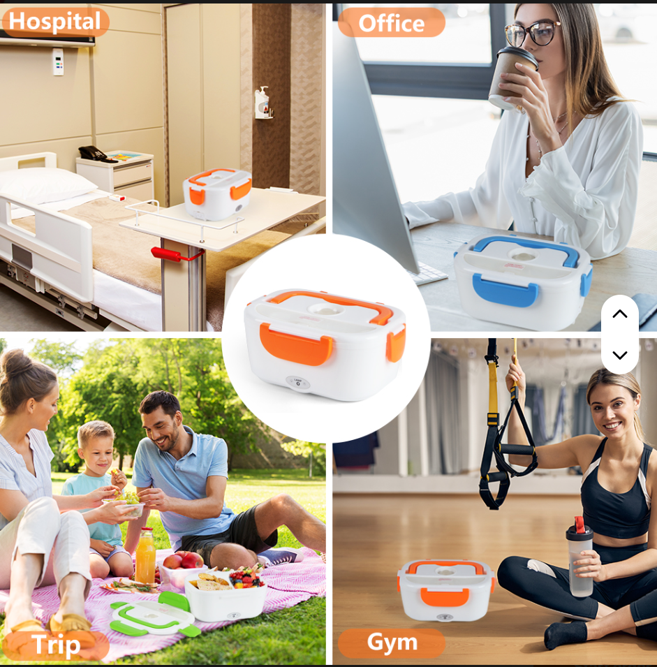 Hot Fresh Portable Electric Heating Lunch Box Food-Grade Food Container Food Warmer  Buckles Dinnerware.Electric Heated Lunch Box Food Warmer With Partitions kitchen