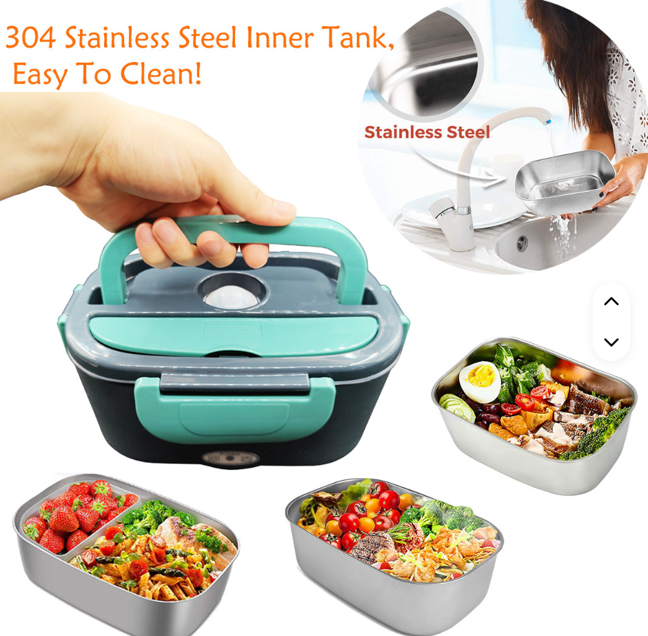 Hot Fresh Portable Electric Heating Lunch Box Food-Grade Food Container Food Warmer  Buckles Dinnerware.Electric Heated Lunch Box Food Warmer With Partitions kitchen