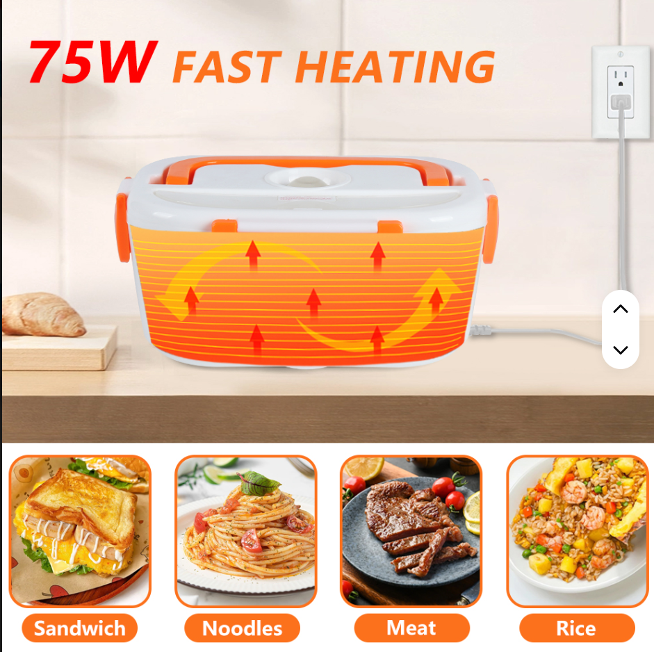 Hot Fresh Portable Electric Heating Lunch Box Food-Grade Food Container Food Warmer  Buckles Dinnerware.Electric Heated Lunch Box Food Warmer With Partitions kitchen