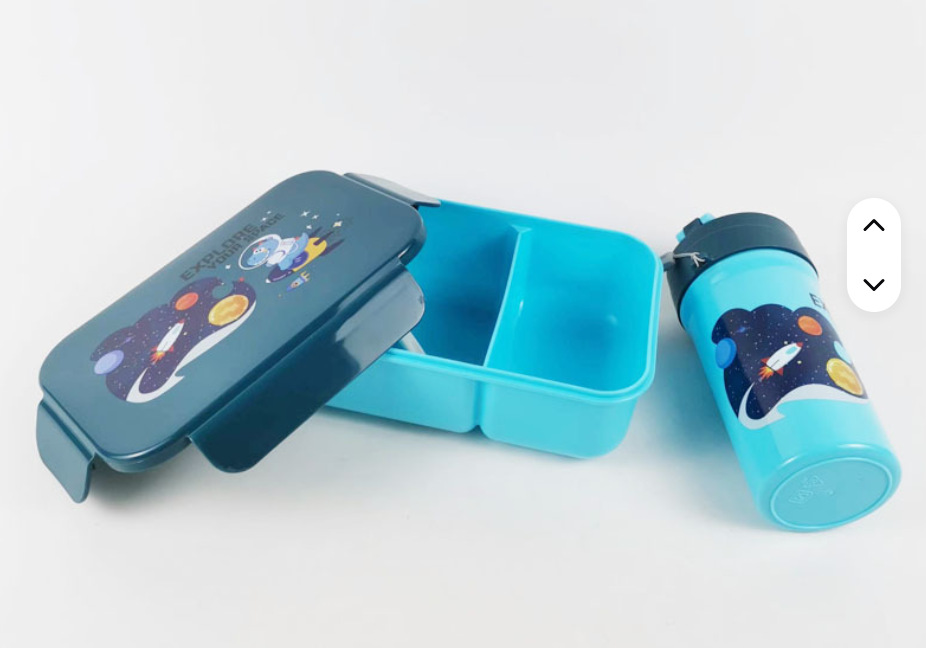 Gift Pack Snack Set-Lunch Box And Water Bottle 2 Compartment Picnic Tiffin Food Container Bpa Free Microwave Safe Kids School Lunch Box and Water Bottle Set- RANDOM COLOR