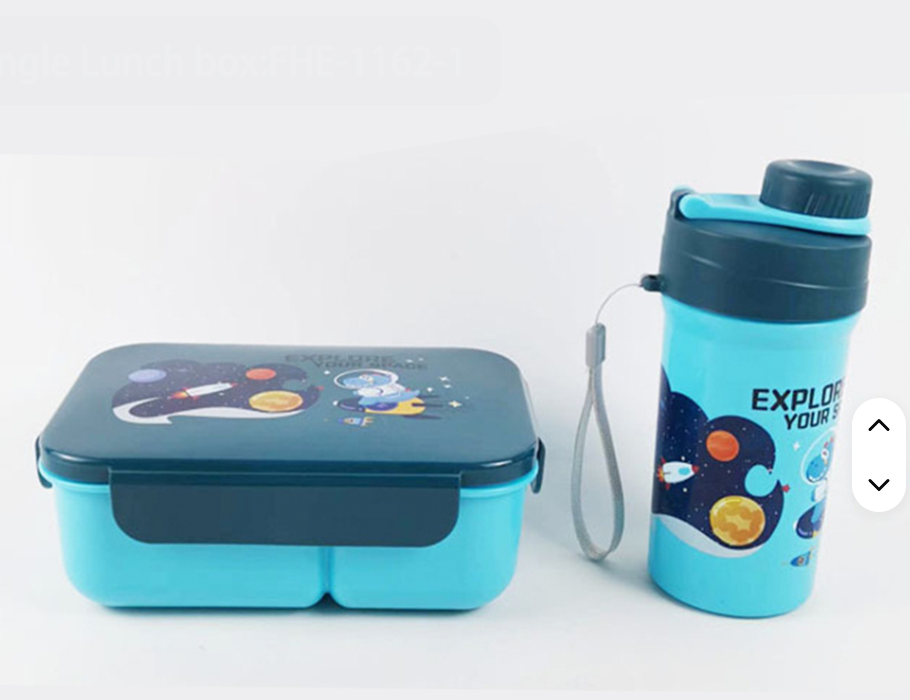 Gift Pack Snack Set-Lunch Box And Water Bottle 2 Compartment Picnic Tiffin Food Container Bpa Free Microwave Safe Kids School Lunch Box and Water Bottle Set- RANDOM COLOR