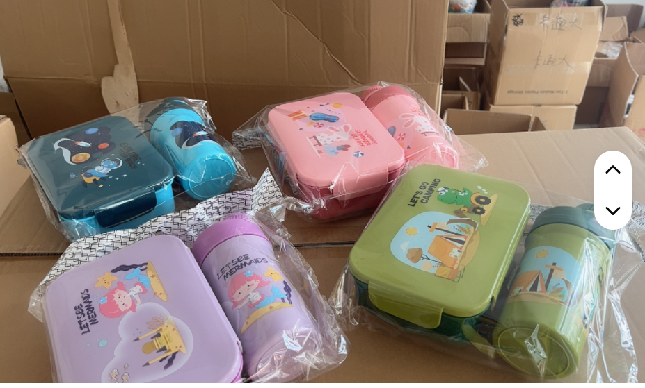 Gift Pack Snack Set-Lunch Box And Water Bottle 2 Compartment Picnic Tiffin Food Container Bpa Free Microwave Safe Kids School Lunch Box and Water Bottle Set- RANDOM COLOR