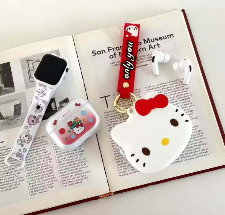 Cartoon Silicone Smart Watch with Silicone Tape Hook TWS in Ear Wireless Bluetooth Earphones- Smartwatch +Earbuds+Earbuds Casing