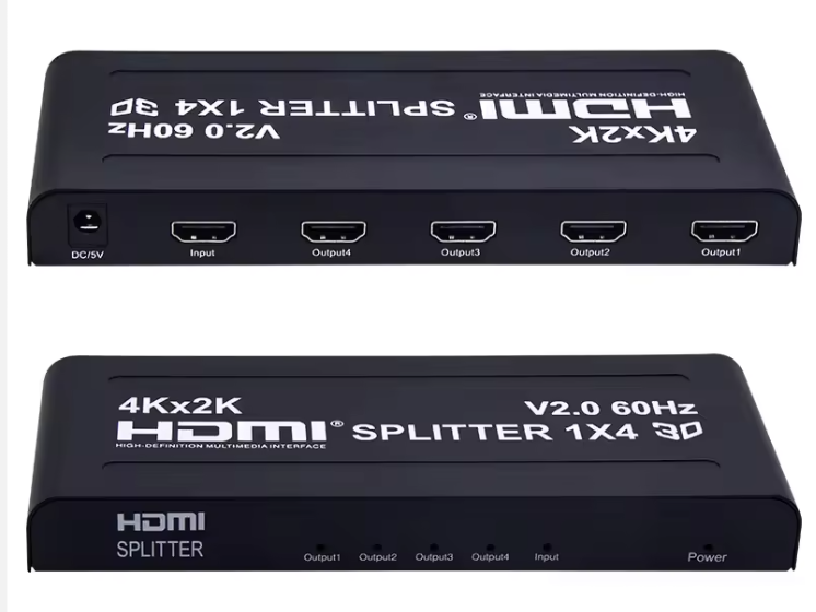 4K HDMI Splitter 1 in 4 Out | Simultaneous Display on 4 Screens | Supports 4K@30Hz & 1080p | For TV, Monitor, Projector & Laptop | No Power Adapter Needed | Plug & Play