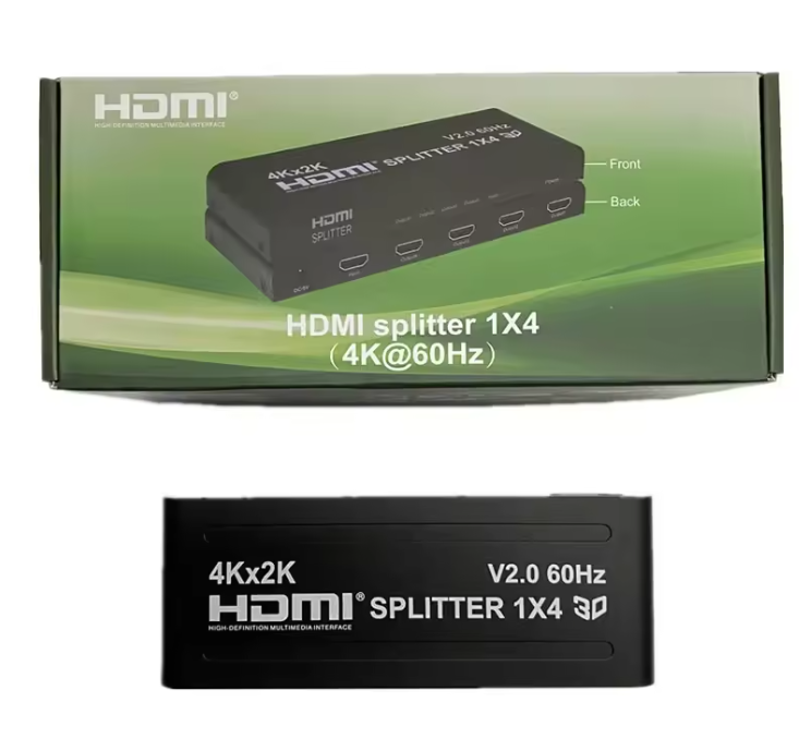 4K HDMI Splitter 1 in 4 Out | Simultaneous Display on 4 Screens | Supports 4K@30Hz & 1080p | For TV, Monitor, Projector & Laptop | No Power Adapter Needed | Plug & Play