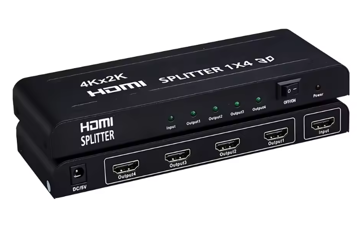 4K HDMI Splitter 1 in 4 Out | Simultaneous Display on 4 Screens | Supports 4K@30Hz & 1080p | For TV, Monitor, Projector & Laptop | No Power Adapter Needed | Plug & Play