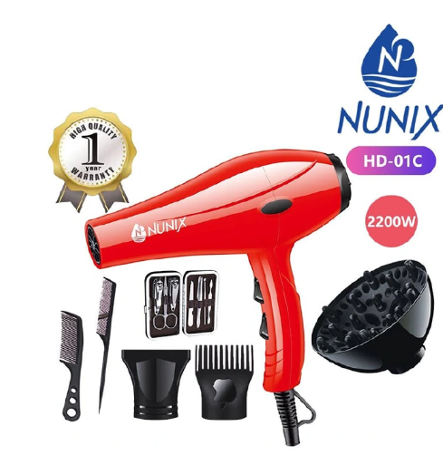 Nunix HD-01C  Professional Home and Salon Hair Dryer Blow Dry Machine, 2200W Blow Dry Hair Dryer Professional Blowers Blow Dryer Low Noise Hot And Cold Wind Styling Tools