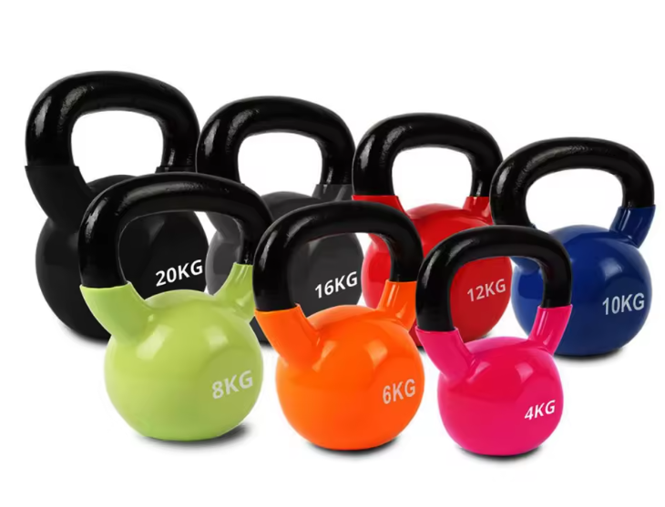 Cast Iron Kettlebell – Dipped Vinyl Coating | Home Gym & Competition Free Weight | 2kg to 20kg | Men & Women