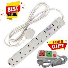 ELECTRONIC POWER KING  6 WAY // 6WAY POWER EXTENSION CABLE SOCKET WITH LONG CABLE + FREE GIFT 2 WAY POWER EXTENSION CABLE
