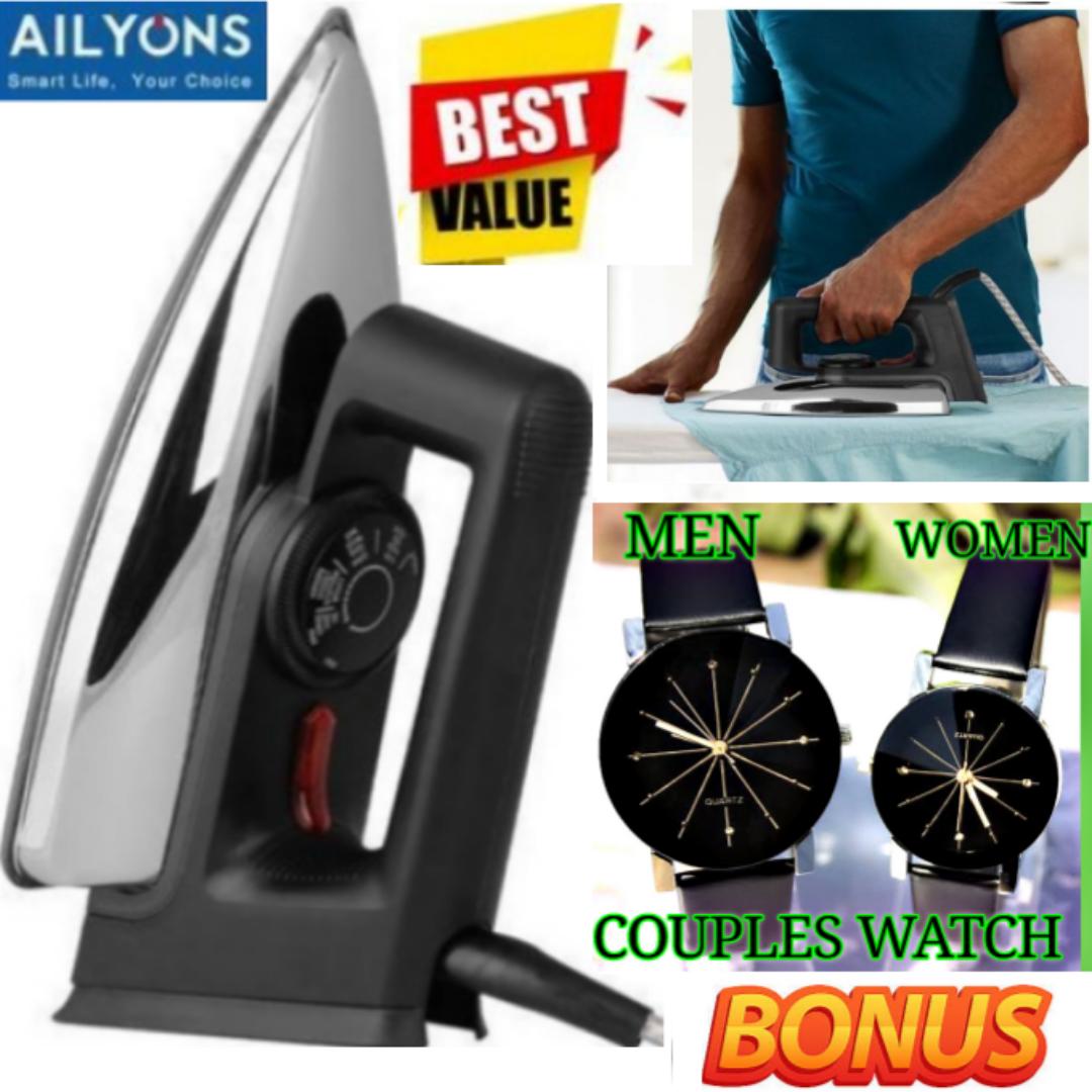 BEST NEW ARRIVAL AILYONS ELECTRIC DELUXE DRY IRON BOX STAINLESS STEEL BOTTOM PLATE IRONS STEAMERS// ELECTRIC IRON BOX-1000W  // IRONING BOX FOR SHIRTS ,TROUSERS & SUITES  LUXURIOUS MEN & WOMEN WATCHES