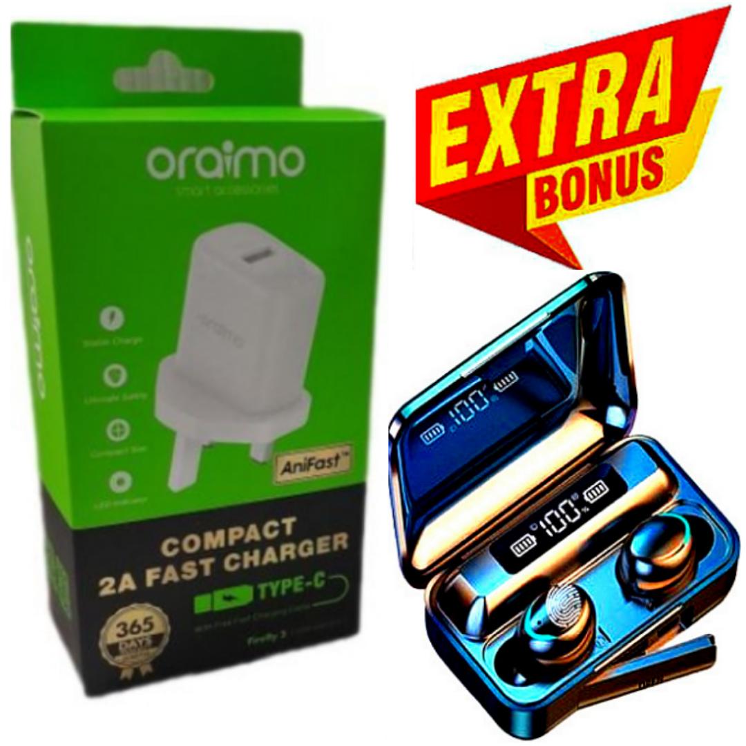 BEST NEW ARRIVAL FAST Charger Type C For Charging & Data Transfer USB Cable Type C For OPPO , XIAOMI Redmi 12C, Tecno & Samsung Galaxy A13, A14, A15, A16 With Type C  +  BLUETOOTH WIRELESS EARBUDS