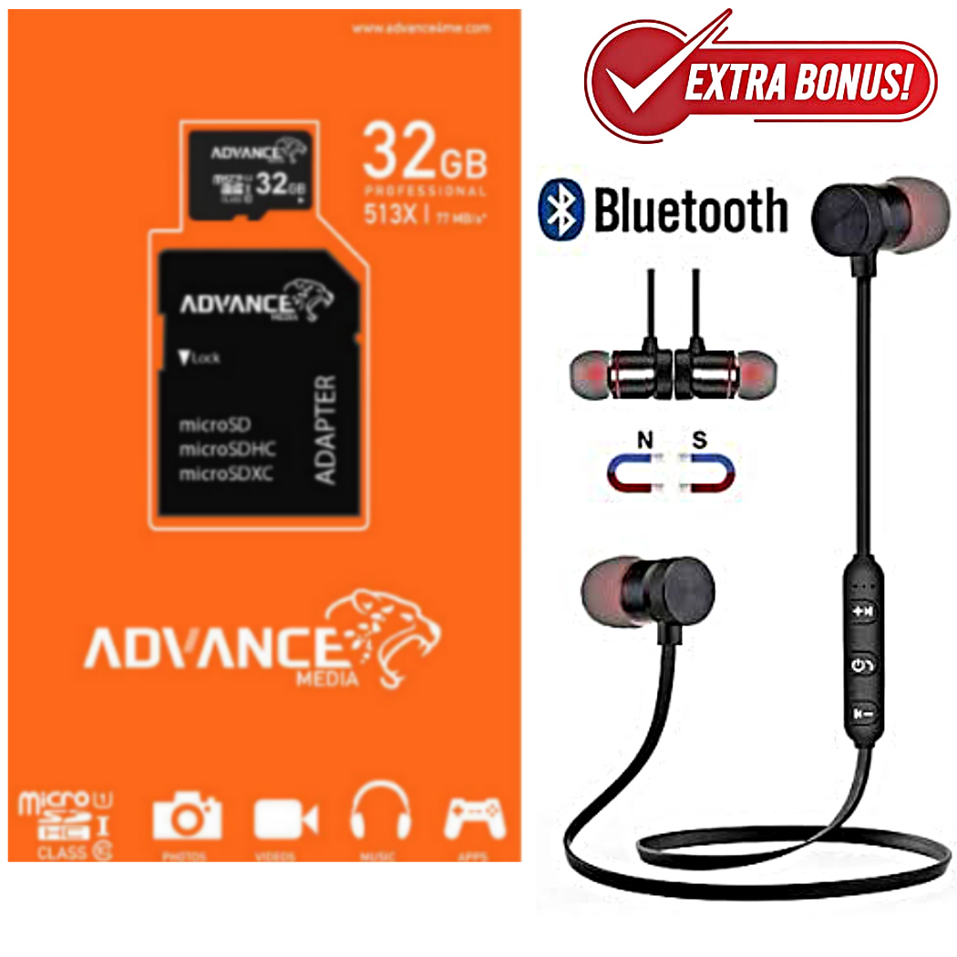 BEST ORIGINAL Advance 32GB Memory Card For All Phones MicroSD Card // MAMORY CARD 32GB// MEMO 32 GB + FREE BLUETOOTH STRONG BASS EARPHONES NOISE CANCELLING// HEARPHONES
