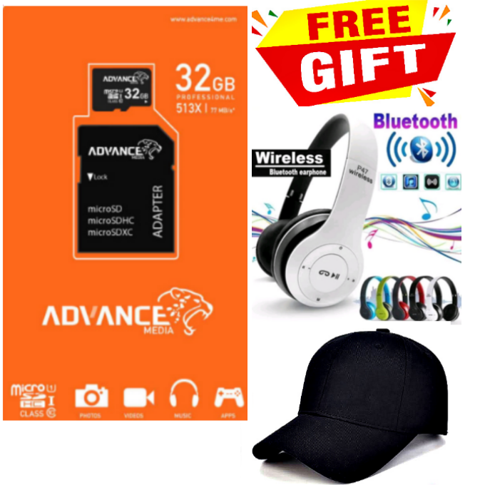 BEST ORIGINAL Advance HIGH SPEED 32GB Memory Card For All Phones MicroSD Card // MAMORY CARD 32GB// MEMO 32 GB + FREE BLUETOOTH STRONG BASS EARPHONES NOISE CANCELLING// HEARPHONES // HEADPHONES