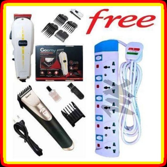 GEEMY PROFESSIONAL HAIR SHAVING ELECTRIC HAIR KINYOZI MACHINE + FREE BEST CORDLESS RECHARGEABLE SCHOOL CUT SHAVER TRIMMER, 5 WAY POWER EXTENSION CABLE.