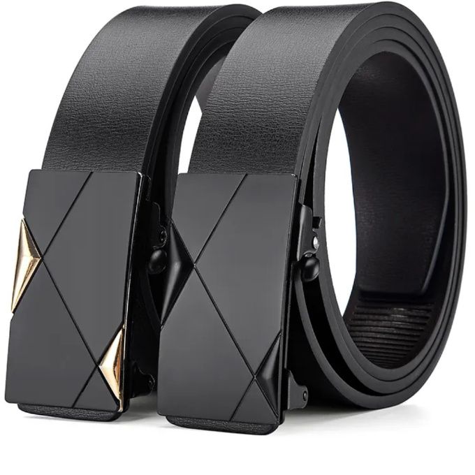 BEST Men Belts Automatic Buckle Belt PU Leather Inner Wear Toothless High Quality Belts For Jeans,  Slim Khaki Trousers,  official Trousers, and Shorts ,- 2 Pack BEST BELTS