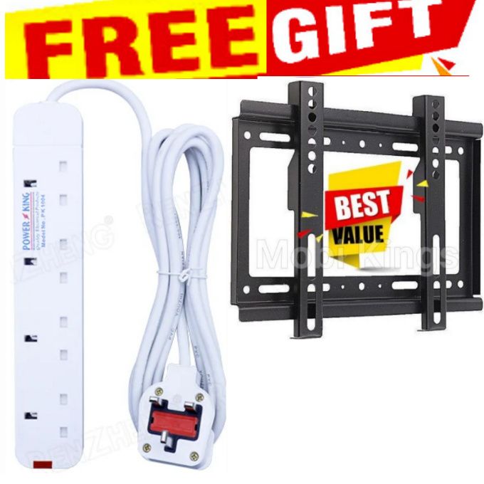 TV WALL MOUNT BRACKET HOLDER FOR 24 INCH CH TV , 32INCH,  40INCH & 43INCH  + FREE GIFT 4-WAY POWER EXTENSION CABLE SOCKET WITH LONG CABLE SOCKET
