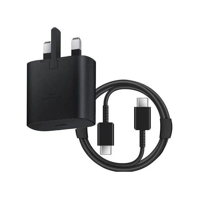 Samsung SUPER FAST CHARGING 25W With Type C To C Cable- Full Charger BLACK