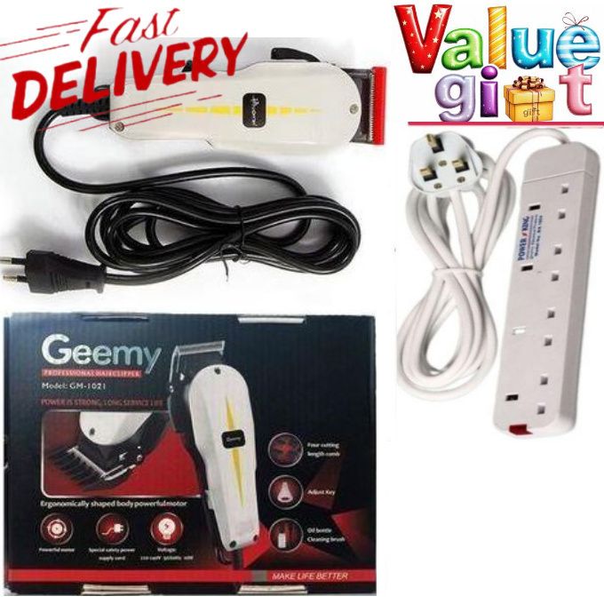 Geemy Affordable Electric Hair Trimmer Barbering Machine - Kinyozi BUSINESS // BEST SHAVER //WITH. 4 COMBS BEST ELECTRIC SHAVER / PROFESSIONAL HAIR SHAVING MACHINE + 4 WAY EXTENSION CABLE , WATCH